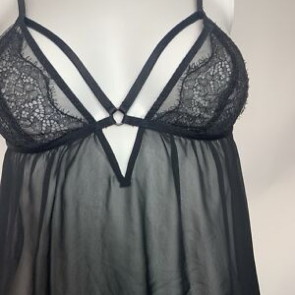 Victoria's Secret Sheer Black Lace Chemise
